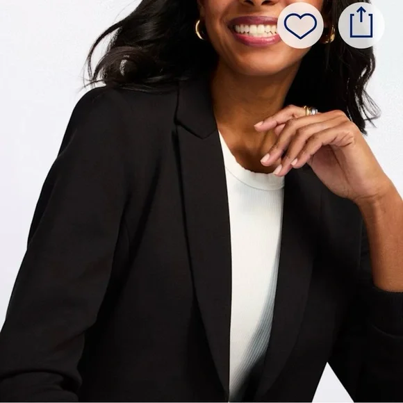 Knit Blazer With Rib Trim Sleeve - Picture 2 of 4